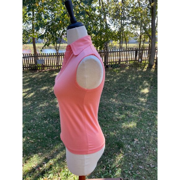 DiFini Knitwear Sleeveless Polo Top 34 Pink Cotton Blend Vintage Hong Kong - Picture 3 of 7